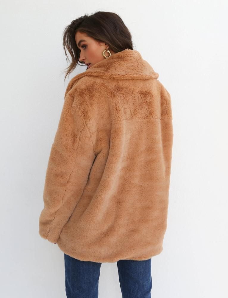 Women's Clothing Autumn and Winter Jacket Sexy Plush Lapel Slim Jacket_voghion.com