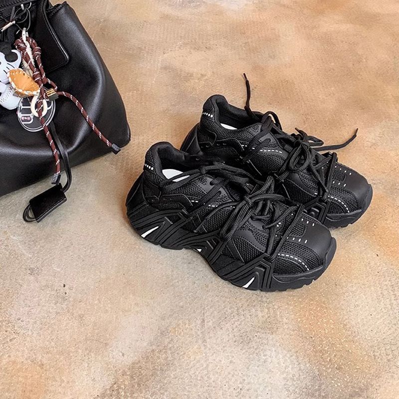 Women's Same Style Height Increase 6cm Retro Mandarin Duck Strap Thick Bottom Lace Up Casual Sports Shoes Dad Shoes For Women_voghion.com