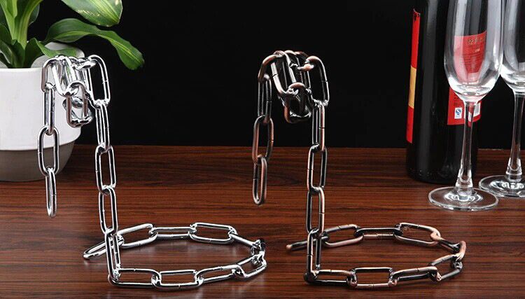 Unique Fashion Red Bottle Holder European Style Creative Floating Iron Art Rope Wine Rack Ornament_voghion.com