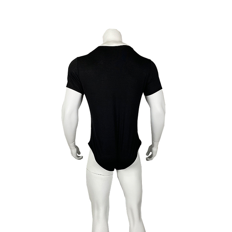 2023 foreign trade new short-sleeved round neck button jumpsuit men's breathable jumpsuit home pajamas wish_voghion.com