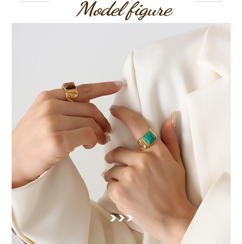 Damenschmuck Sanftes Temperament Eingelegter natürlicher Tigerauge-Steinring Beliebter Handschmuck_voghion.com