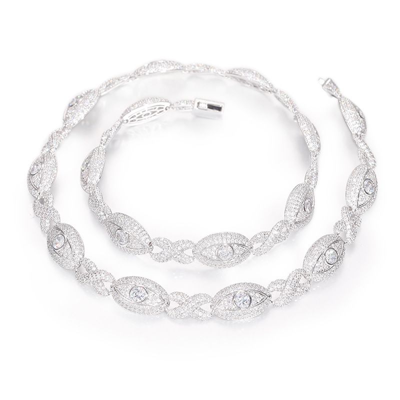 Collana Hip Hop con Zirconi, Gioielli da Uomo, Catena Cubana a Forma di 8, Occhi Infiniti da 11 mm, Accessori Moda_voghion.com