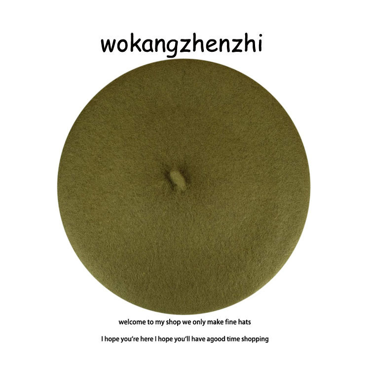 Wełniany beret damski Ishihara Satomi beret w tym samym stylu jesienno-zimowy wełniany beret retro niebieska czapka malarza_voghion.com
