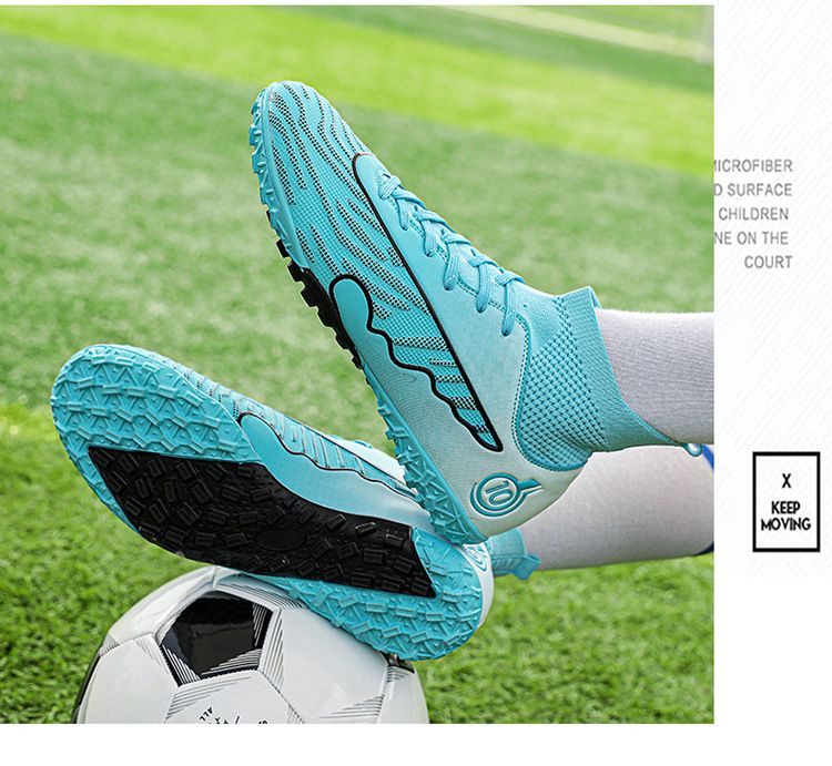 Large Size Football Shoes Men's High Top Junior Student Game Training Shoes Artificial Turf Nails_voghion.com