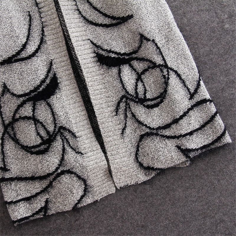 Women's Clothing New Women's Abstract Bat Sleeve Simple Medium Long Sweater Cardigan Jacket _voghion.com