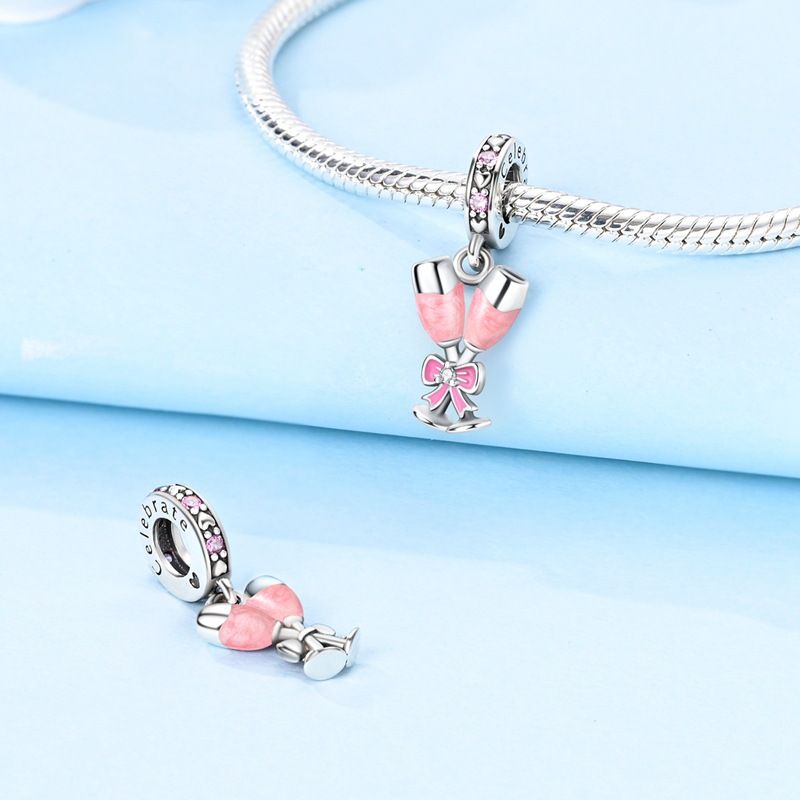 Gioielli da donna originali in argento sterling 925 con perline, charm Life, tazza da caffè, champagne, bicicletta, profumo, accessori fai da te, bracciale_voghion.com