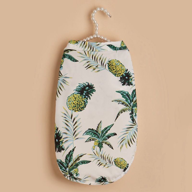 Golden Retriever Teddy Haustierkleidung Hawaiian Fruit Ananas Kokosnussbaum Strandhemd Lässiges Hundekatzen-Frühlings-Sommer-Outfit_voghion.com