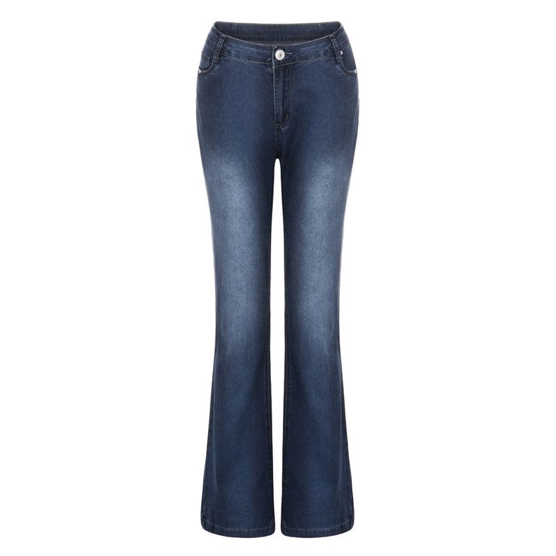Retro Flare Jeans – Mid-Rise Stretch Bootcut Denim Pants For Women (Vintage Wash, Curve-Hugging Silhouette)_voghion.com