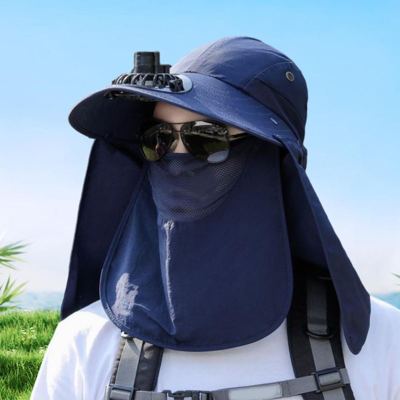 Cappello da pescatore alla moda da uomo, con cappuccio e ventola di raffreddamento, protezione completa, parasole, campeggio, anti-UV, traspirante, a tesa larga, per esterni_voghion.com