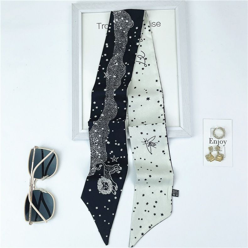 Frühling Herbst Mode Tarot Marke Zwölf Konstellationen Kleiner Schal für Frauen in Südkorea, Schmaler Langer Gestreifter Schal,_voghion.com