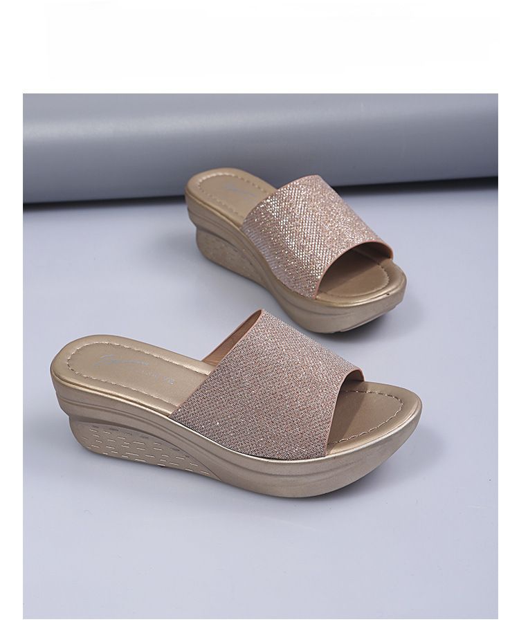 Slippers Women's Sequined Summer New Roman Platform Wedge Slippers Women's Simple Sandals Women's_voghion.com
