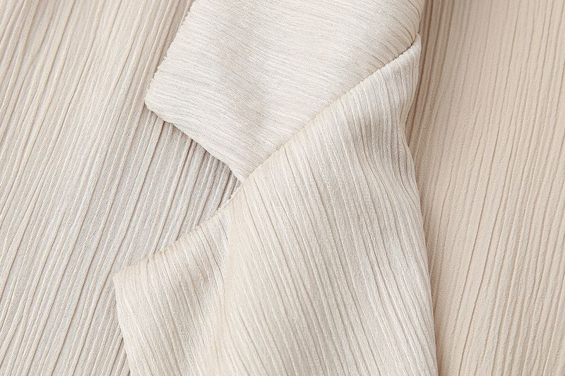 Roupas femininas estilo de rua com efeito amassado, blazer trespassado, calças com efeito amassado_voghion.com