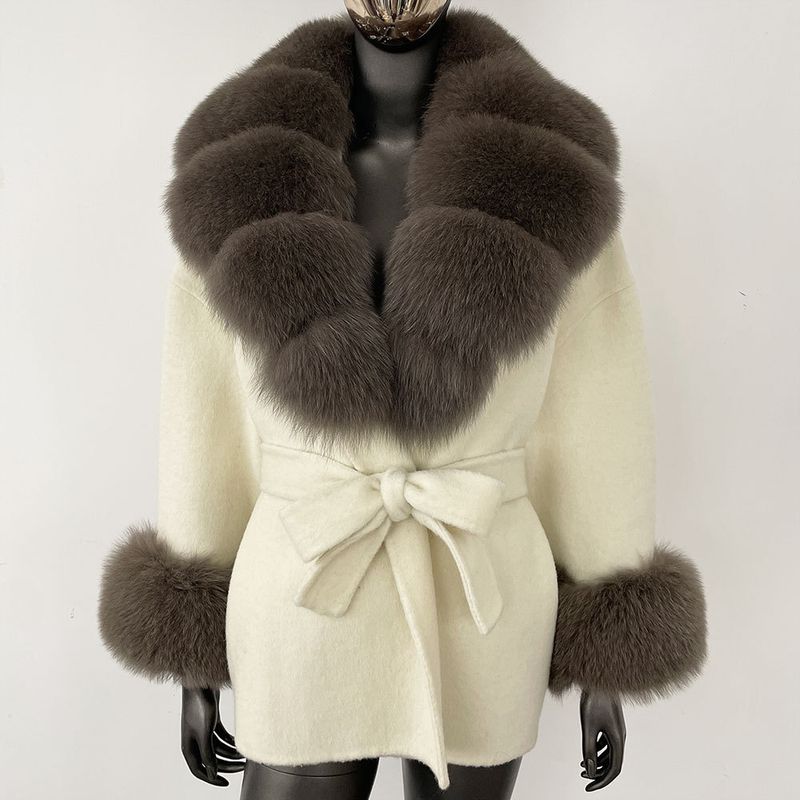 Luxuriöser doppelseitiger Wollmantel mit Fuchspelzkragen – Übergroßer Damen-Wintermantel, eleganter mittellanger Trenchcoat für Freizeit und Büro_voghion.com