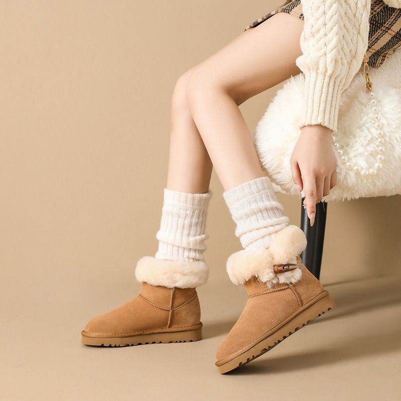 Designerstiefel Schneepelz Pelzige Winterstiefel Damenstiefel Dicke Unterseite Plüschschuhe Mar Tin Boot Herrenstiefeletten_voghion.com