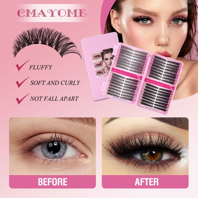 Beauty Essentials False Eyelash Extension Set Single Cluster 592 Clusters 30+40+50+60+80+100d Eyelashes_voghion.com
