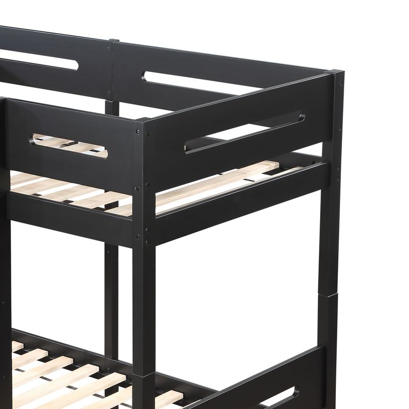 Black Twin/Twin Bunk Bed with Ladder_voghion.com