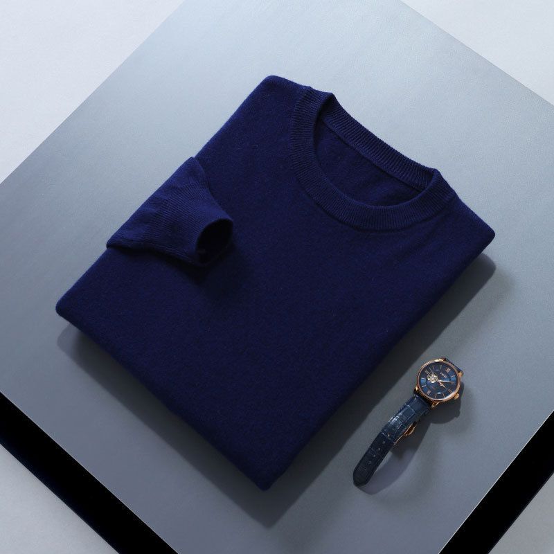 Herbst Winter Neue Herren Rundhals Casual Pullover Lose Plus Größe Einfarbig Langarm Pullover Innere Strickwaren_voghion.com