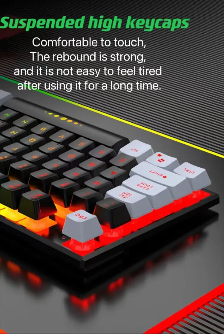 Wired Usb Luminous Mechanesch Tastatur a Maus Set Fir PC Laptop Computer Spill Büro_voghion.com