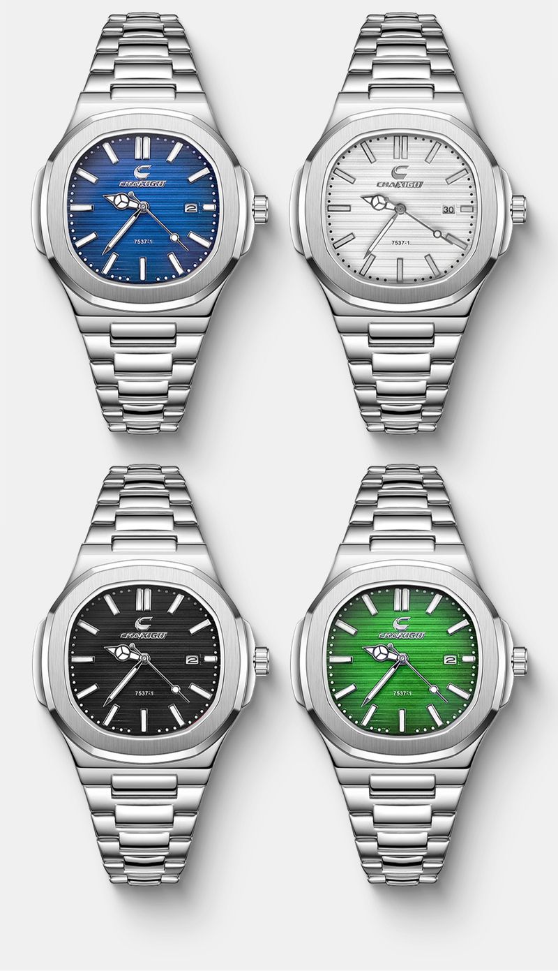 HAXIGO Kasig Simple Men's Automatic Quartz Watch Steel Belt Parrot/Snail Watch_voghion.com