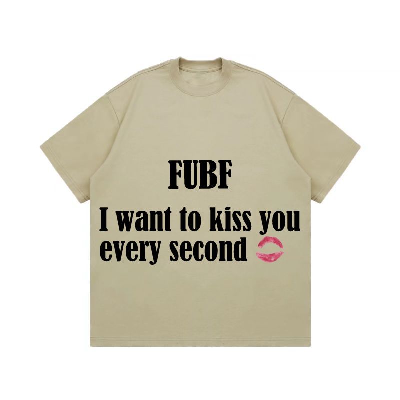 China-Chic Hip Hop Marke American Lip Print Kurze Mode Lose Herren Halbarm T-Shirt Sommerkleid_voghion.com