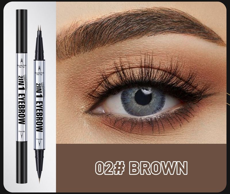 HelloKiss Natural Slim Brush Cross Wasserfester und schweißfester 2-in-1-Flüssigkeits-Augenbrauenstift mit Doppelkopf_voghion.com