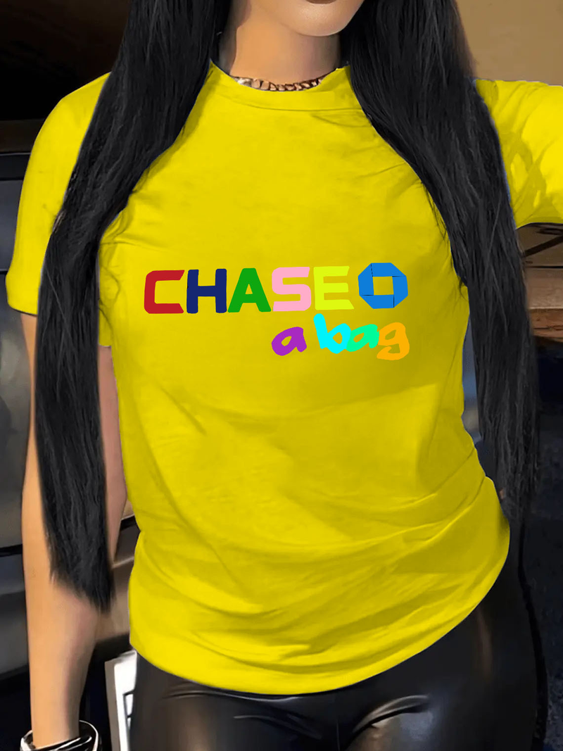 T-shirt a maniche corte in cotone sciolto di grandi dimensioni stampata da donna_voghion.com