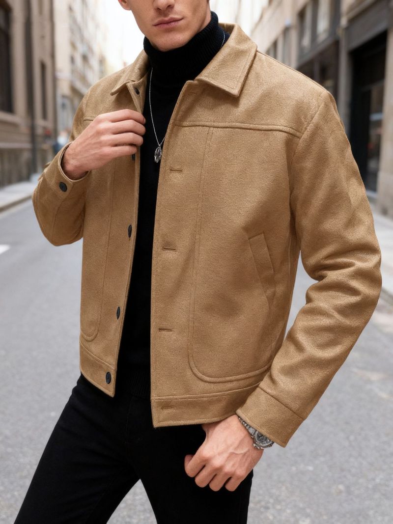 Men's Slim Fit Wool Blend Peacoat Single Breasted Notch Lapel Jacket For Autumn Winter Casual Business Wear (Grey, Black, Khaki, Beige)_voghion.com