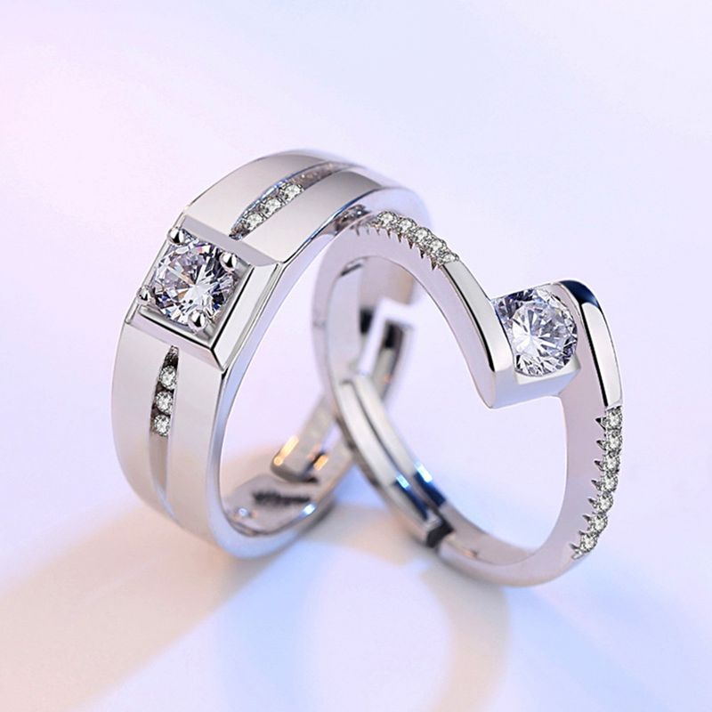 Anelli di coppia a forma di cuore, regolabili, in argento, unisex, con coda aperta, regalo coreano per San Valentino_voghion.com