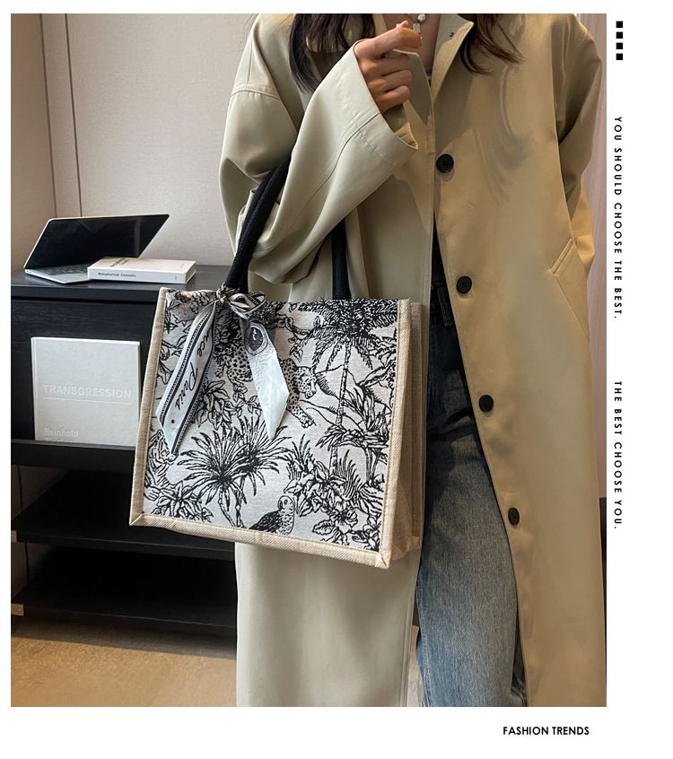 Damentaschen High-End-Canvas-Tasche mit großer Kapazität Neue Mode Pendler-Einkaufstasche Ins Hand-Schulter-Einkaufstasche_voghion.com