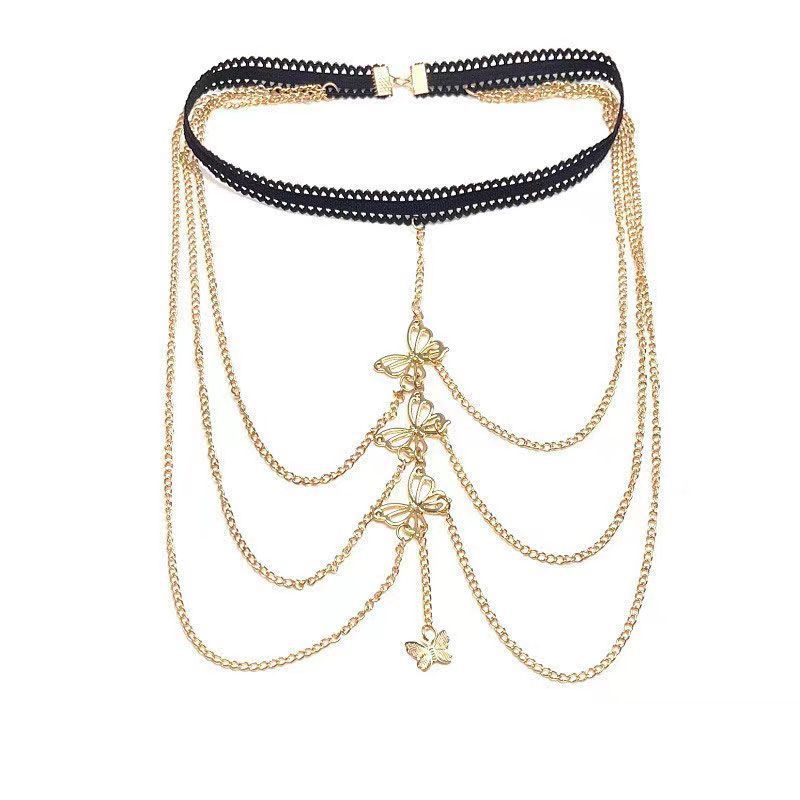 Heißer Verkauf Sexy Schmetterling Oberschenkel Elastische Multi-schicht Lange Für Frauen Mode Körper Kette Bein Ring_voghion.com