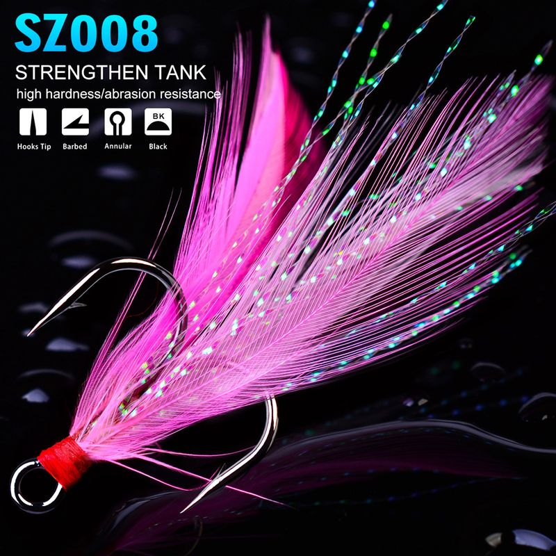 Wild Treble com pingente de pena, âncora farpada, anzol para pesca_voghion.com