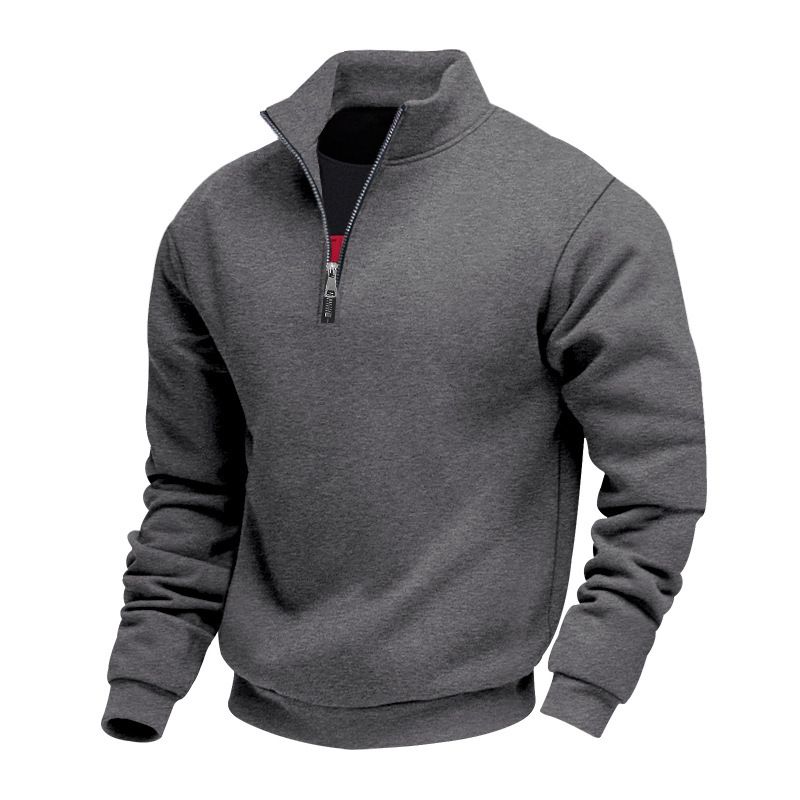 Herren-Fleece-Kapuzenpullover mit Reißverschluss – weicher und warmer Pullover mit Stehkragen, entspannte Passform, schwerer Strick für die Freizeit (mehrere Farben und Größen)_voghion.com