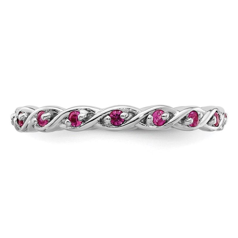 Sterling Silver Stackable Expressions Created Ruby Ring_voghion.com