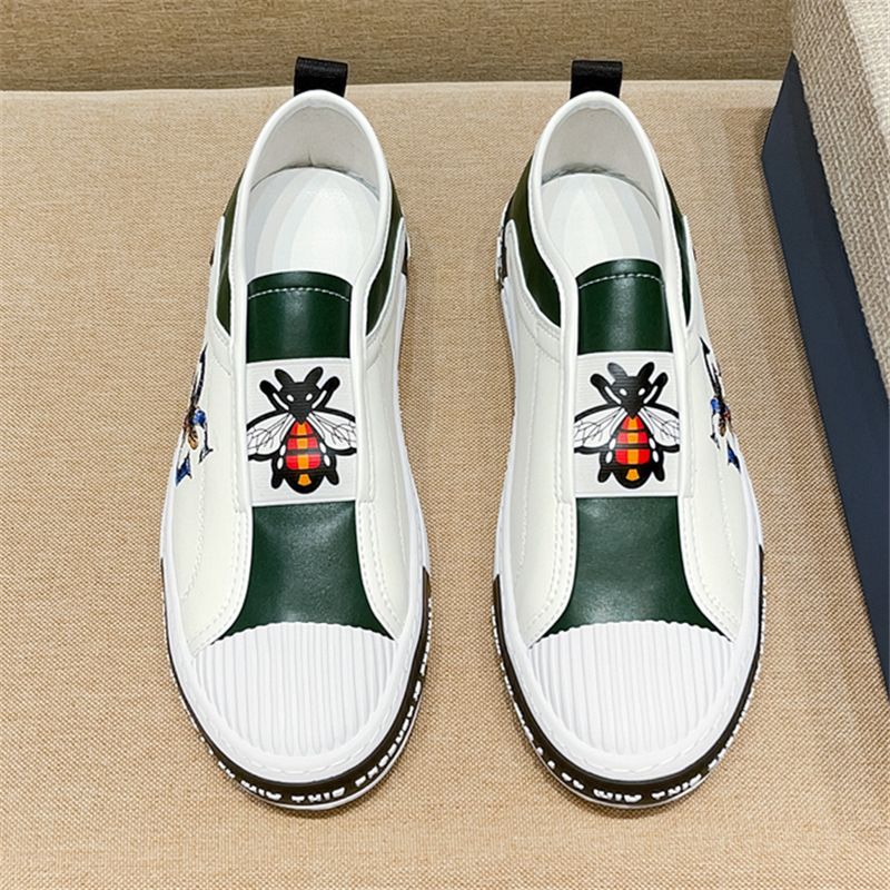 Fuguqi Little Bee With One Step Pudding Bean Herren-Lazy-Schuhe, High-Version Kuqi Fit, Freizeitschuhe aus echtem Leder_voghion.com