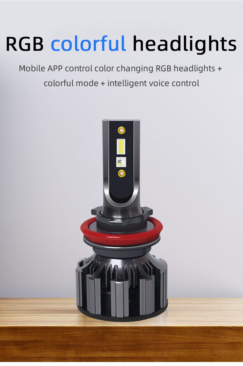 2x 90W H4 H7 LED Lampada per fari auto Halo H8 H9 H11 9005 9006 Lampadina per fari auto a LED RGB App Controllo Bluetooth_voghion.com