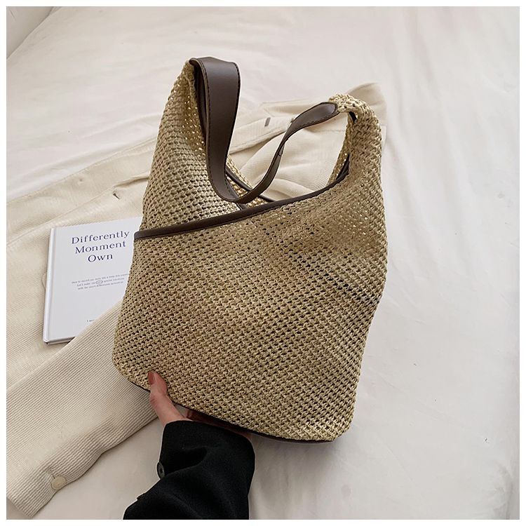 Borse da donna in tessuto di carta a tracolla da donna alla moda Borse da spiaggia estive di grande capacità in paglia Borse tote casual 2023_voghion.com