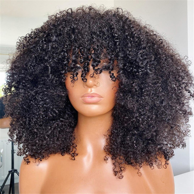 Peluca rizada afro rizada, cabello humano, pelucas cortas para mujer, cabello humano 250 % natural y suave, pelucas de cabello brasileño 4B 4C, completamente hechas a máquina_voghion.com