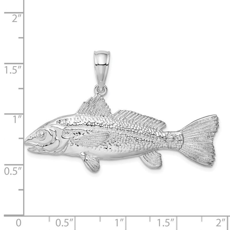 De-Ani Sterling Silver Rhodium-Plated Polished 3D Red Fish Pendant_voghion.com