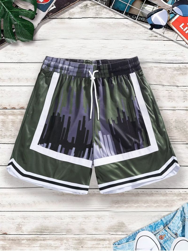 Amerikanische Basketball-Sport-Shorts mit doppellagigem Mesh City Tone Täglich lässig Sommer atmungsaktiv vielseitig Capris_voghion.com