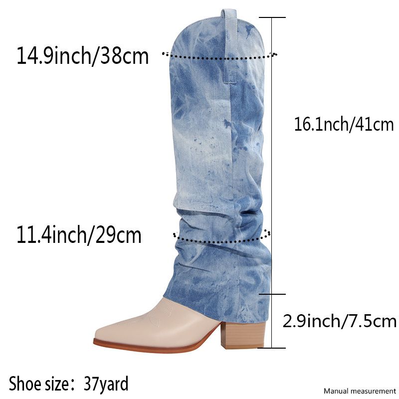 Sexy Damenstiefel mit Blockabsatz und spitzem Bein, Übergröße_voghion.com