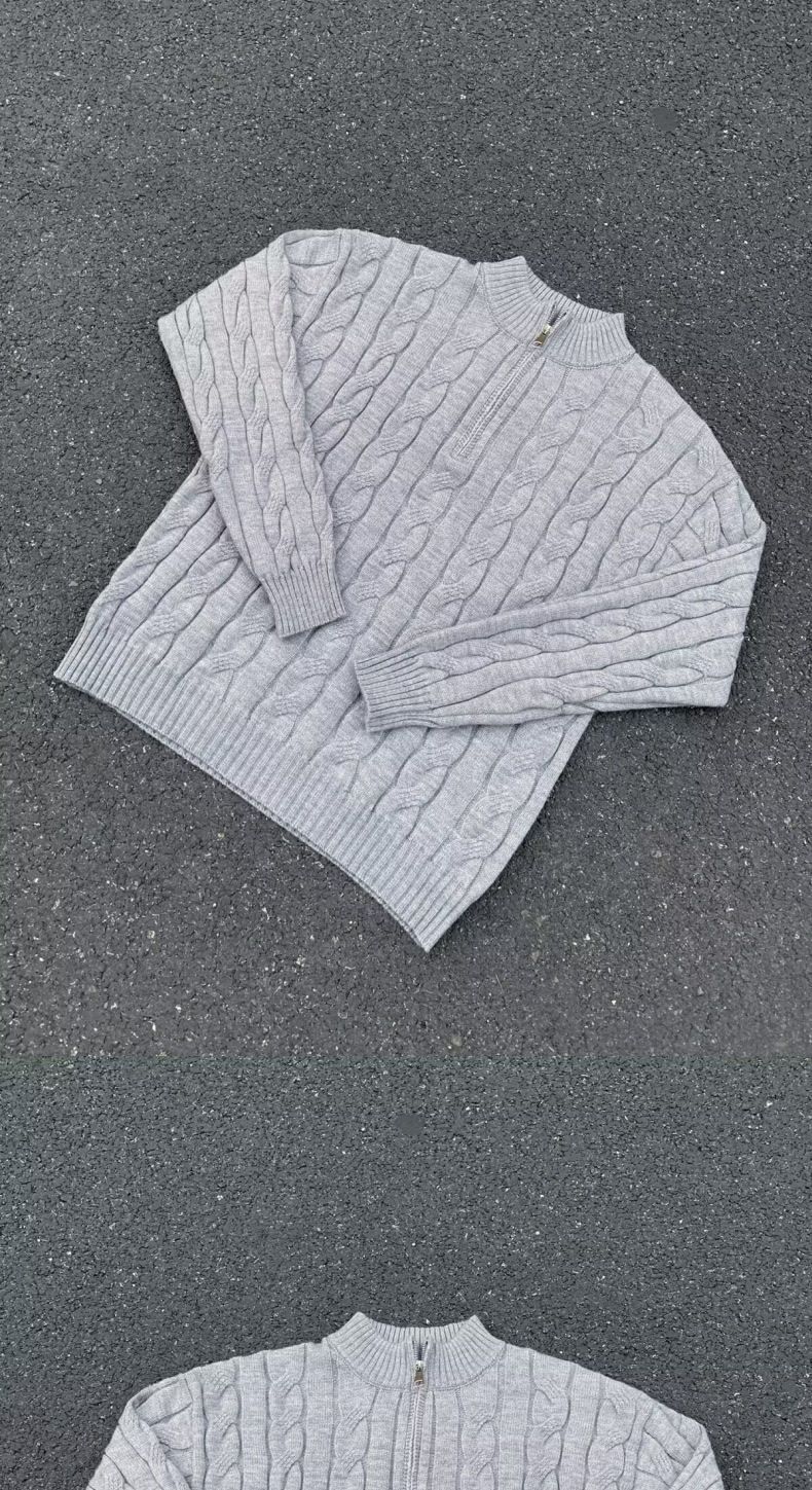 Winter Cable-Knit Turtleneck Sweater For Men | Classic Twist Stitch Pullover | Slim-Fit Wool-Blend Thermal Top In Grey/Black/Beige_voghion.com