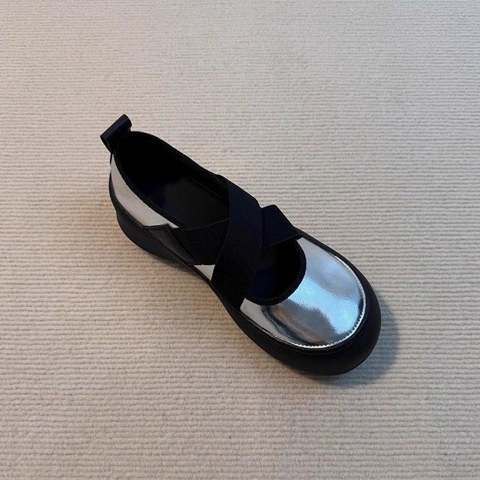 Soft Version~ Thick Sole Sports Ballet For Women Versatile Genuine Leather Cross Strap Round Toe Single Mary Jane Shoes_voghion.com