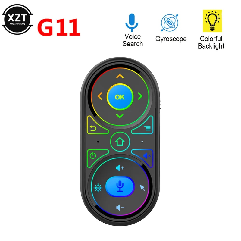 G11 Air Mouse télécommande universelle Google commande vocale intelligente 2.4G Gyroscope rvb rétro-éclairé pour X96 H96 MAX A95X F3 TV_voghion.com