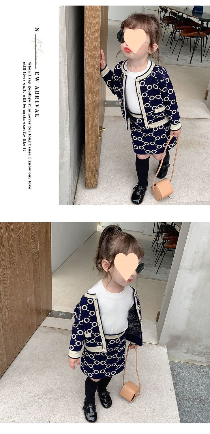 Mädchen Süße Pullover Gestrickte Zwei Stück Set Koreanischen Stil kinder Anzug Rock Baby Modische Frühling Und Herbst kinder kleidung_voghion.com