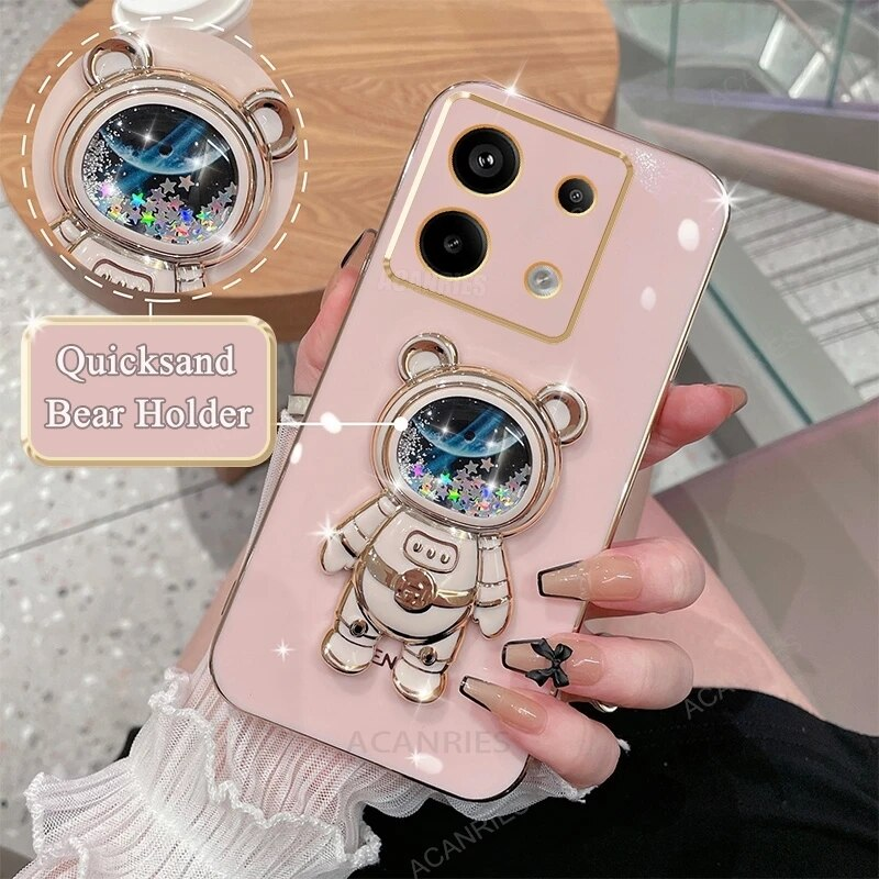 Note13 Glitter Quicksand Holder Plating Case On For Xiaomi Redmi Note 13 Pro 4g 5g 13pro 12pro Plus 11s 10s Silicone_voghion.com