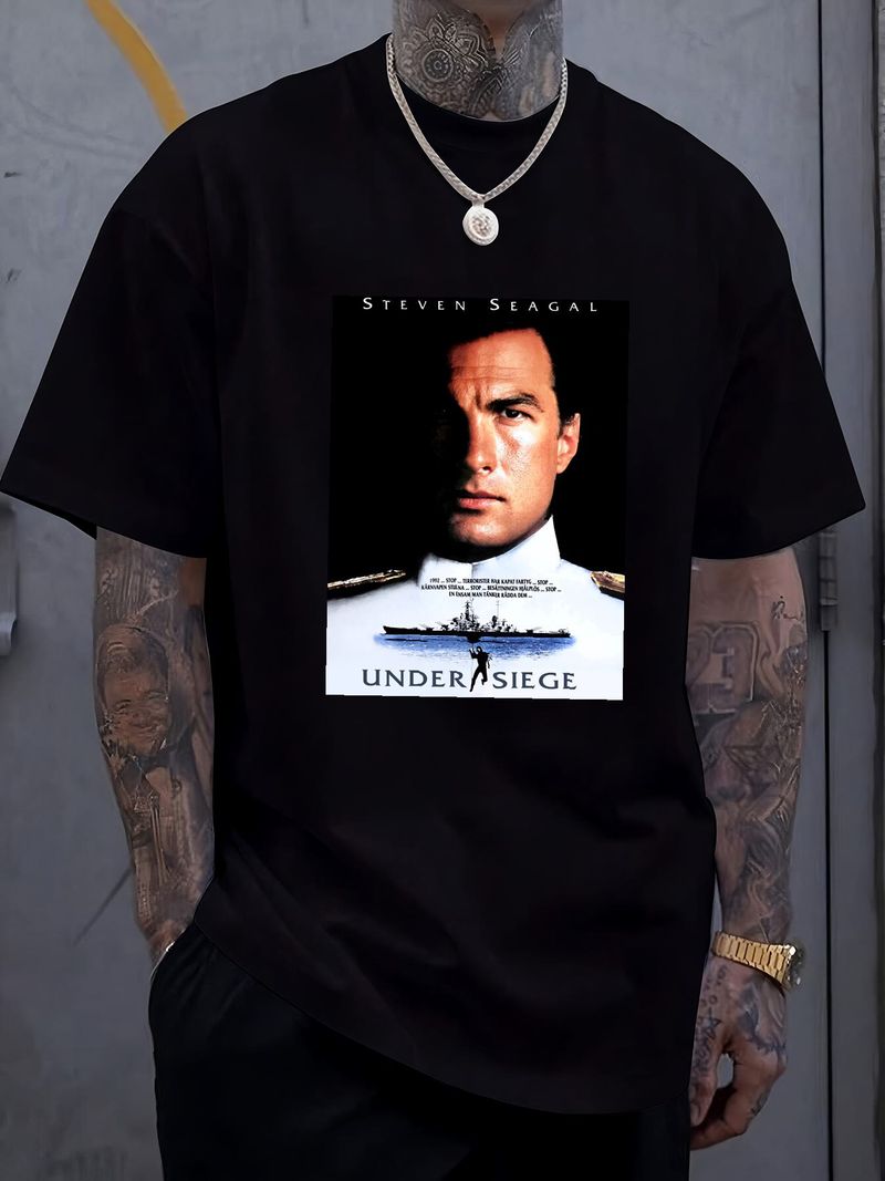 Steven Seagal Under Siege Movie 90s Fan T-shirt elasticizzata versatile traspirante per tutti i giorni Estate Comoda Moda Uomo Streetwear_voghion.com