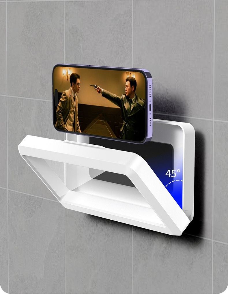 Lazy Bathroom Waterproof Mobile Phone Box, Touch Screen Rotation, No Punching, Wall Hanging, Retractable Universal Bracket, Bath Chasing Drama_voghion.com