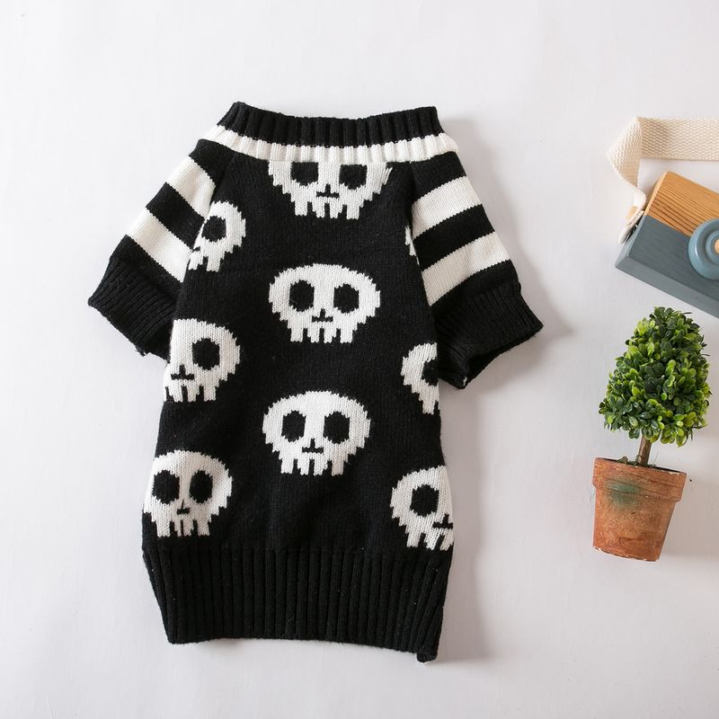 Skull Halloween Pet Costume Autumn Sweater Style Large Dog Clothes_voghion.com