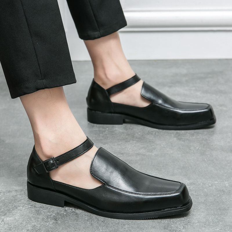 Rūpnīcas veikali Neue Schwarz Casual Business Schnalle Runde Kappe Sandalen Schuhe für Männer mit Freies Verschiffen Größe_voghion.com