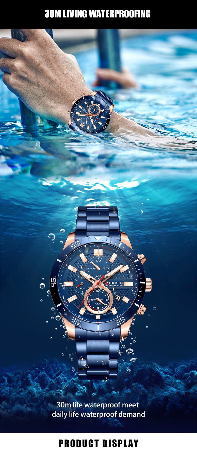 Men's Classic Quartz Watch With Date Display, Water Resistant Round Dial Wristwatch, Durable Alloy Case & Strap, Mineral Glass_voghion.com
